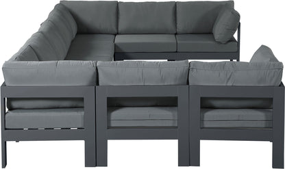 Nizuc - Outdoor Patio 9 Piece Modular Sectional With Gray Frame