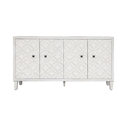 Accent Cabinet 4 Door Wooden Cabinet Sideboard Buffet Server Cabinet Storage Cabinet, For Living Room, Entryway, Hallway, Office, Kitchen And Dining Room - White Wash