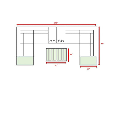 Wicker Sectional Seating Group With Cushions