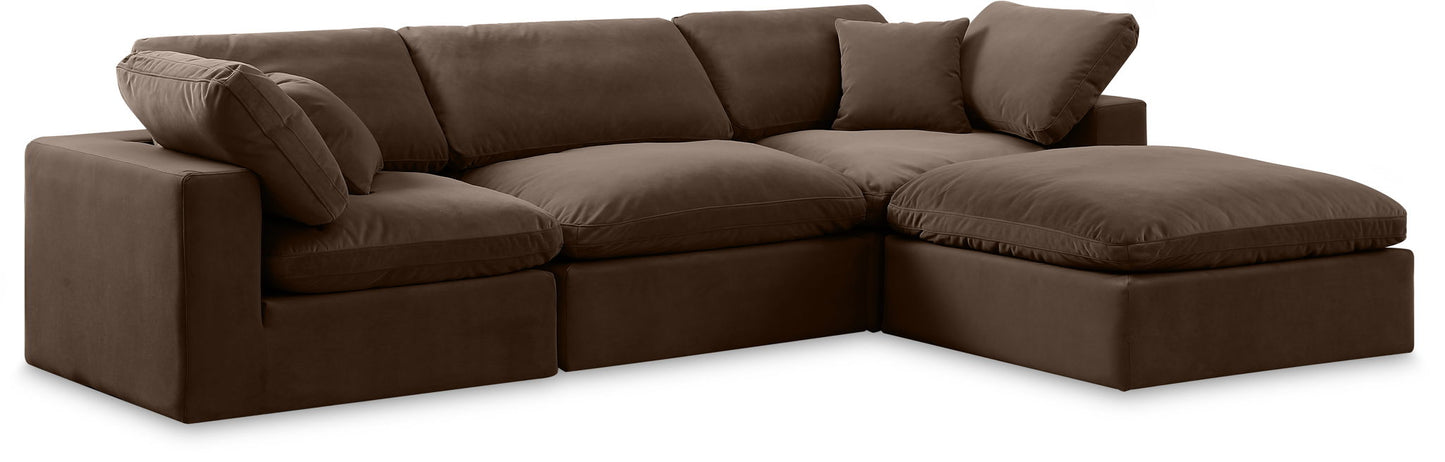 Comfy - 4 Piece Velvet Modular Sectional With Chaise