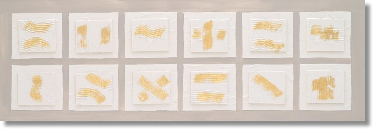 Golden Stroke Mosaic - 20" x 59" Framed Wall Art