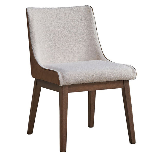 Ginny - Side Chair (Set of 2) - White Boucle, Brown Velvet & Walnut