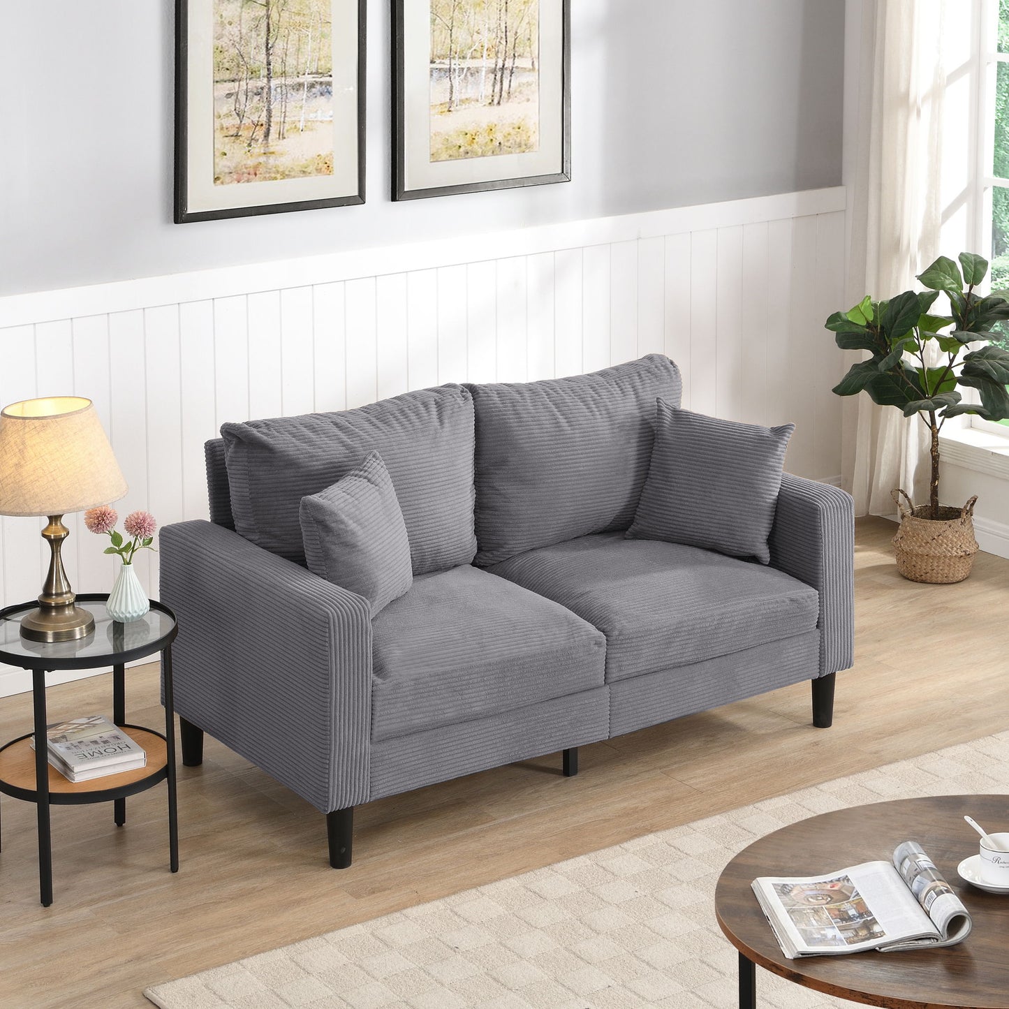 Modern Upholstered Loveseat Sofa, High Resilience