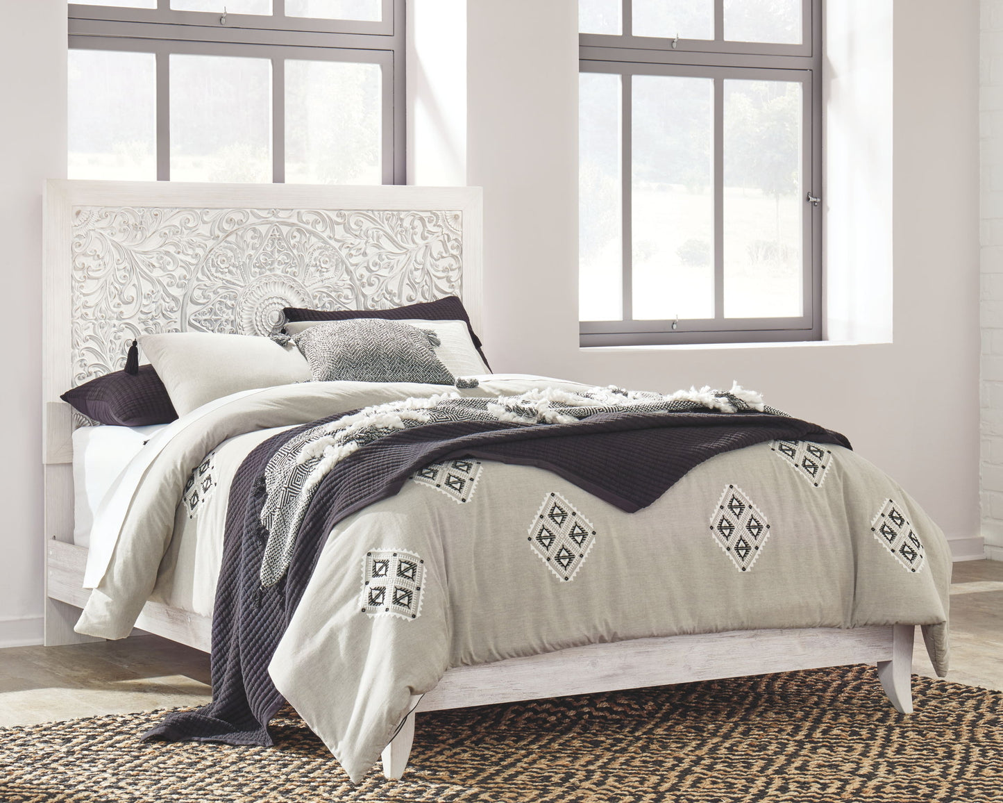 Paxberry - Queen Panel Headboard - Whitewash
