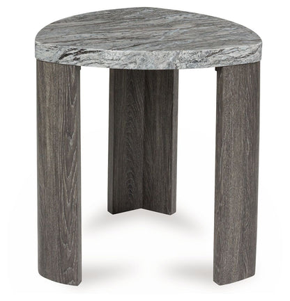 Surmour - Triangle End Table - Gray / Brown