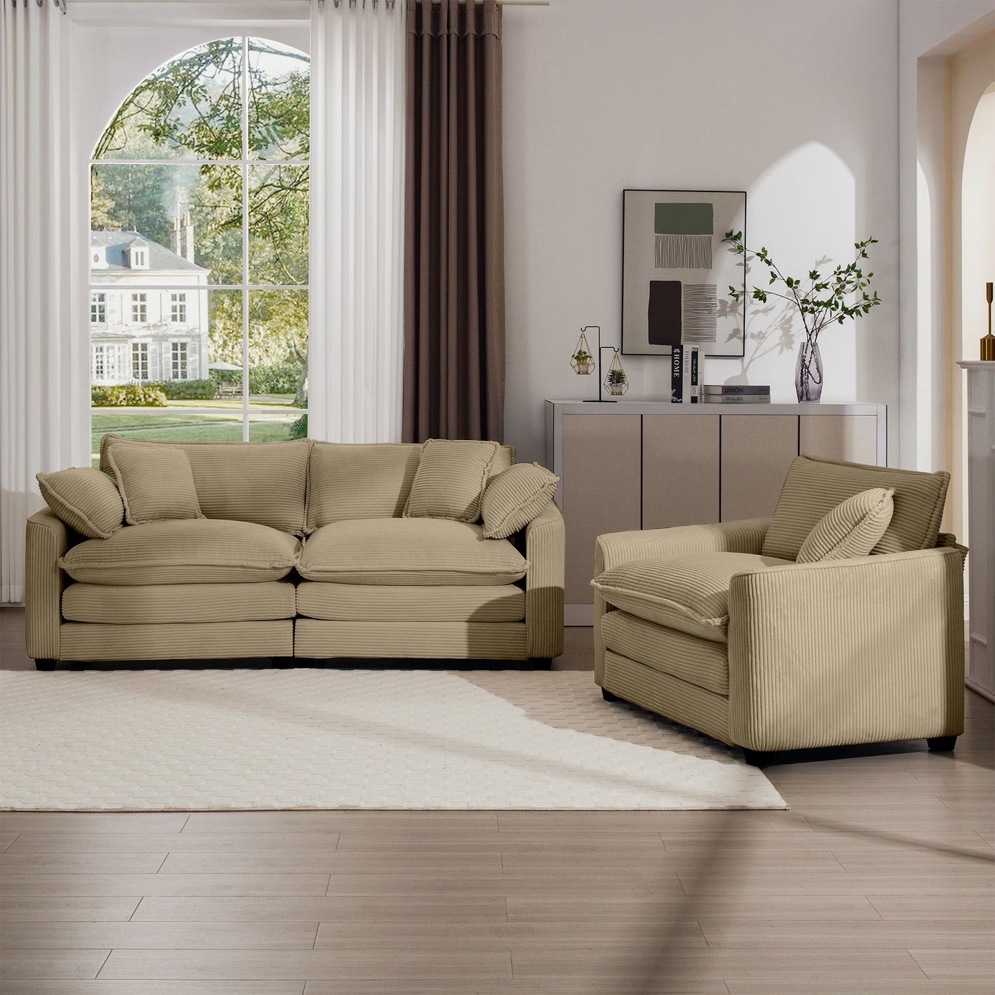 Elegant Oversized Sectional Sofa Set With Deep Seats And Flexible Layout