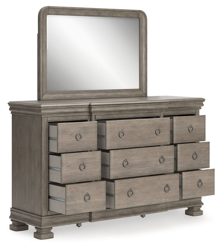 Lexorne - Dresser And Mirror - Gray
