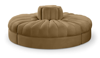 Rummi - Round Velvet Performance Fabric Upholstered 4 Piece Modular Sofa