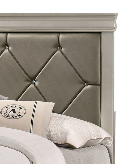 Amalia - King 5 Piece Bedroom Set - Silver