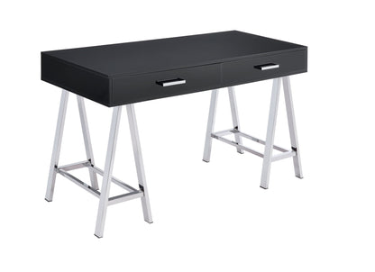 Coleen - Writing Desk - Black High Gloss & Chrome
