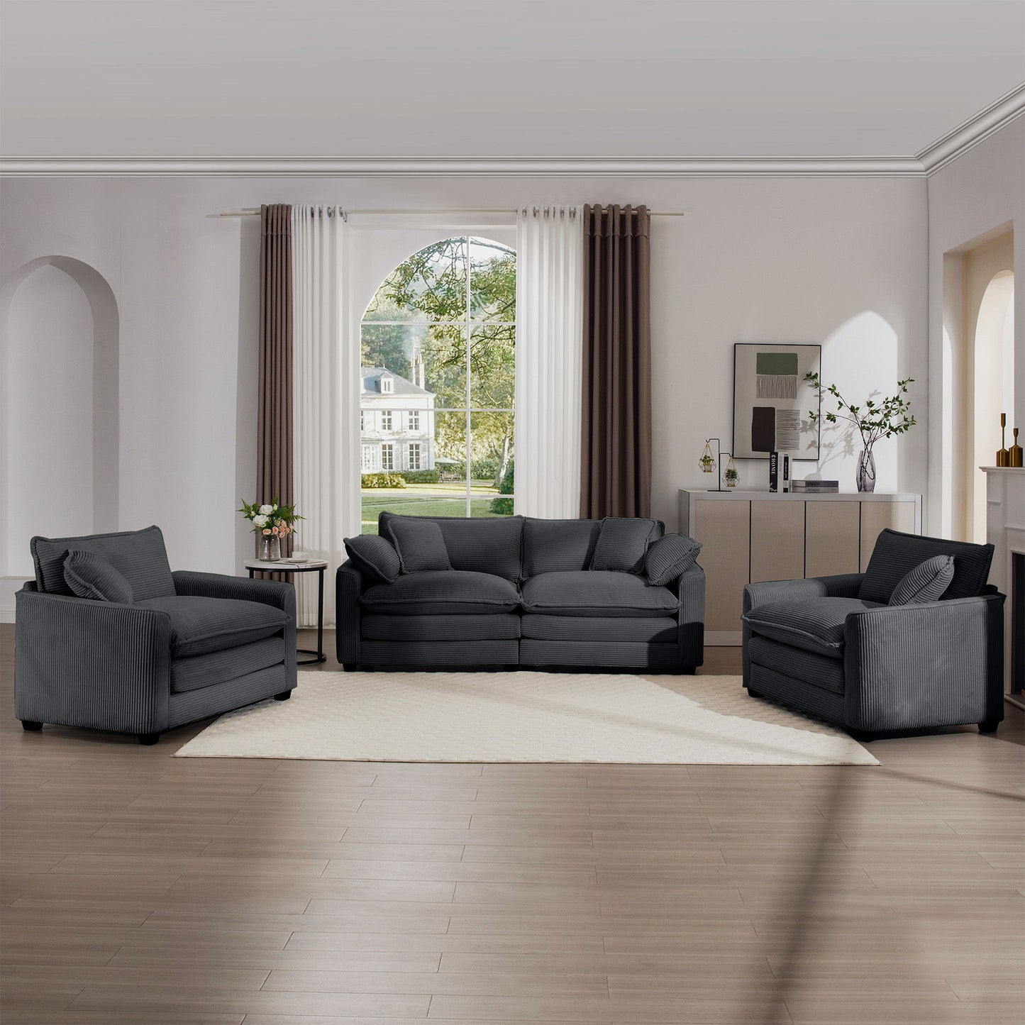 Elegant Oversized Sectional Sofa Set With Deep Seats And Flexible Layout