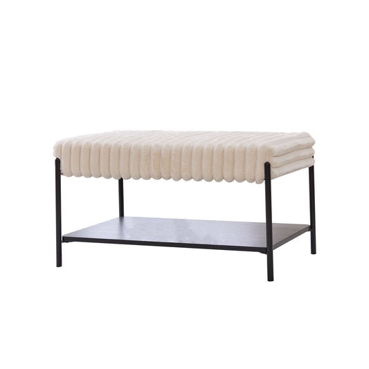 Upholstered Ottoman Coffee Table Foot Rest With Open Storage