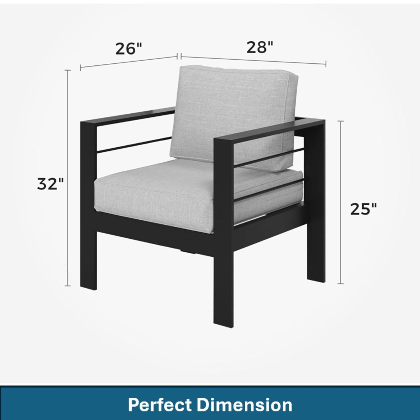 Modern All-Weather Patio Armchairs & Thick Cushions (Set of 2)