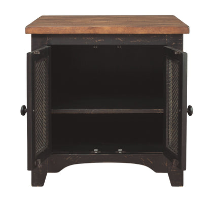 Valebeck - Rectangular End Table - Black / Brown