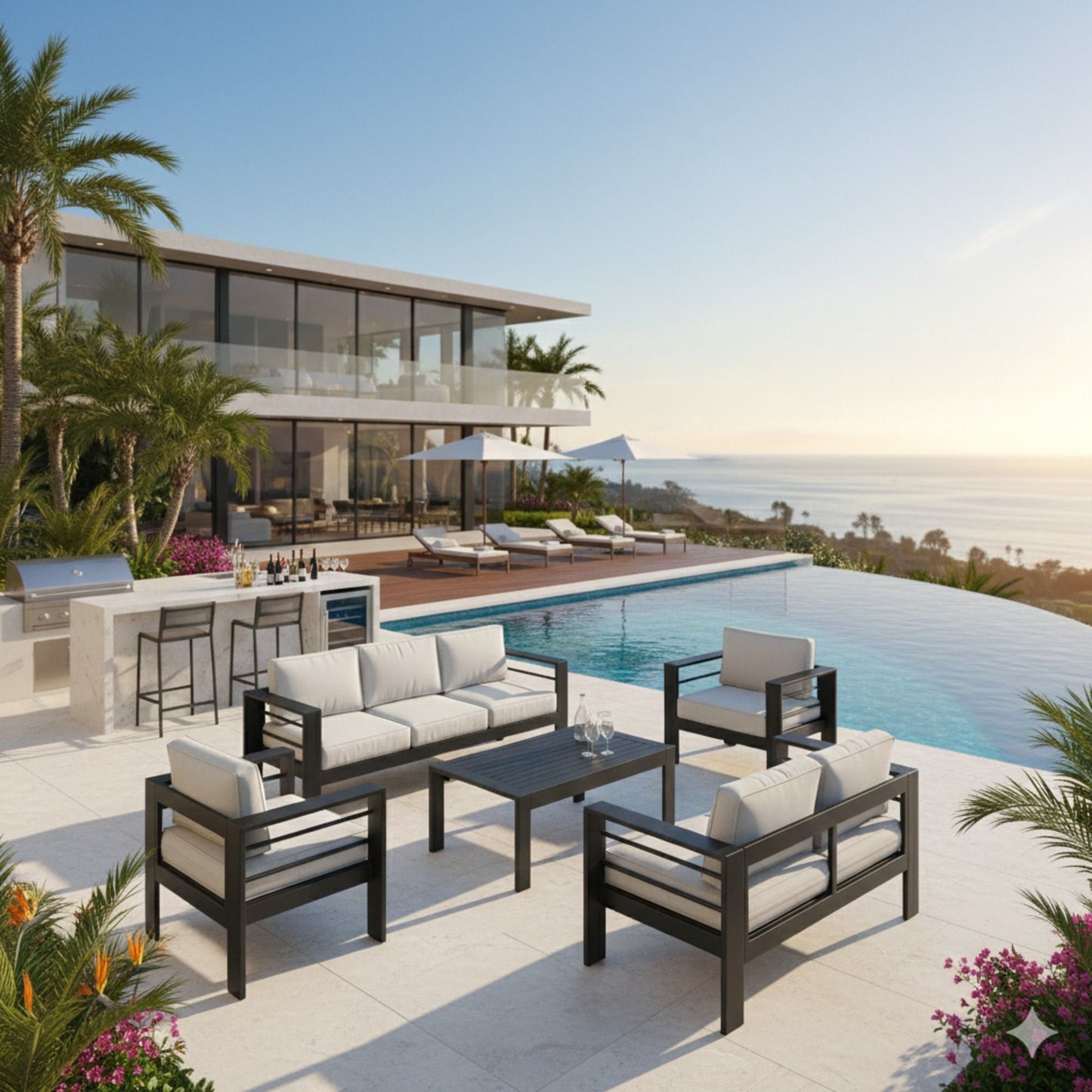 Outdoor Patio Set With All-Weather Thick Cushions