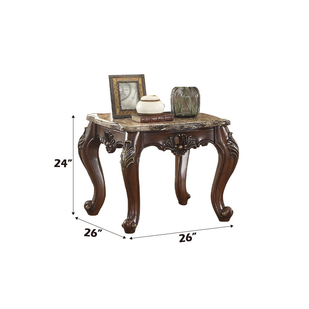 Devayne - End Table - Marble Top & Dark Walnut