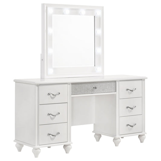 Charlotte - 7 Drawer Vanity Desk With LED Mirror - White