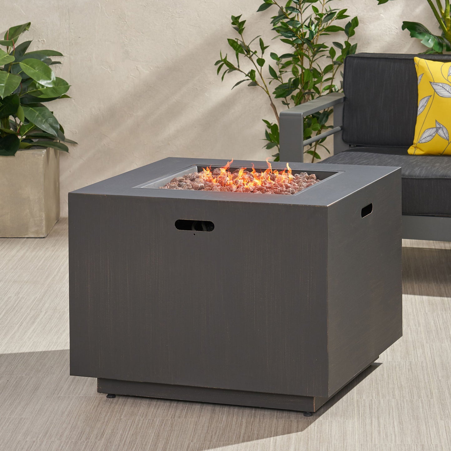 Outdoor Patio Gas Burning Fire Pit Table 50, 000 Btu, Square