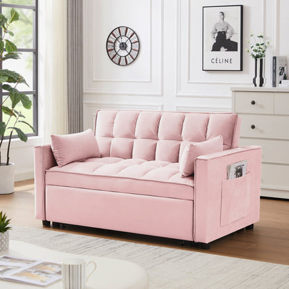 Modern Convertible Loveseat Futon Sofa With Pullout Bed, Reclining Backrest