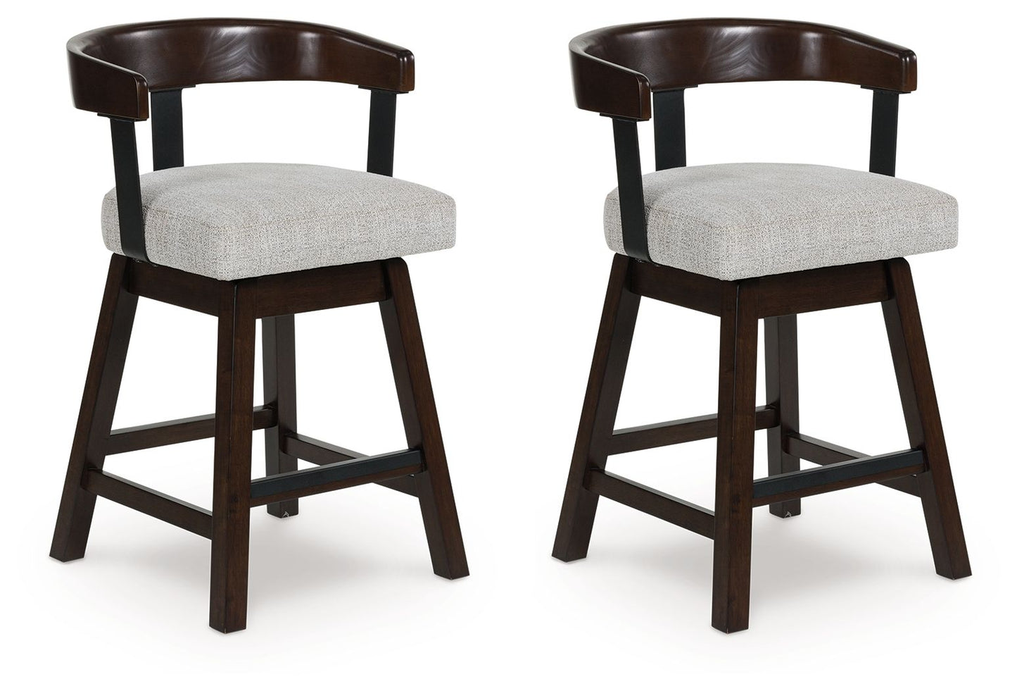 Haddigan - Upholstered Swivel Barstool (Set of 2) - Dark Brown