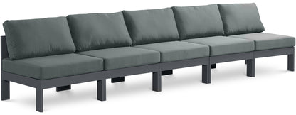 Nizuc - Outdoor Patio 5 Seat Modular Armless Sofa With Gray Frame