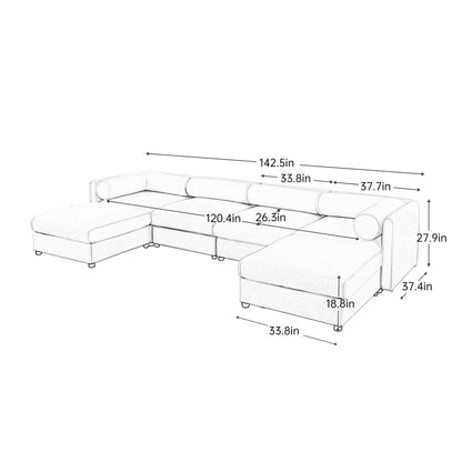 Contemporary Elegant Sofa With Storage And Ottoman