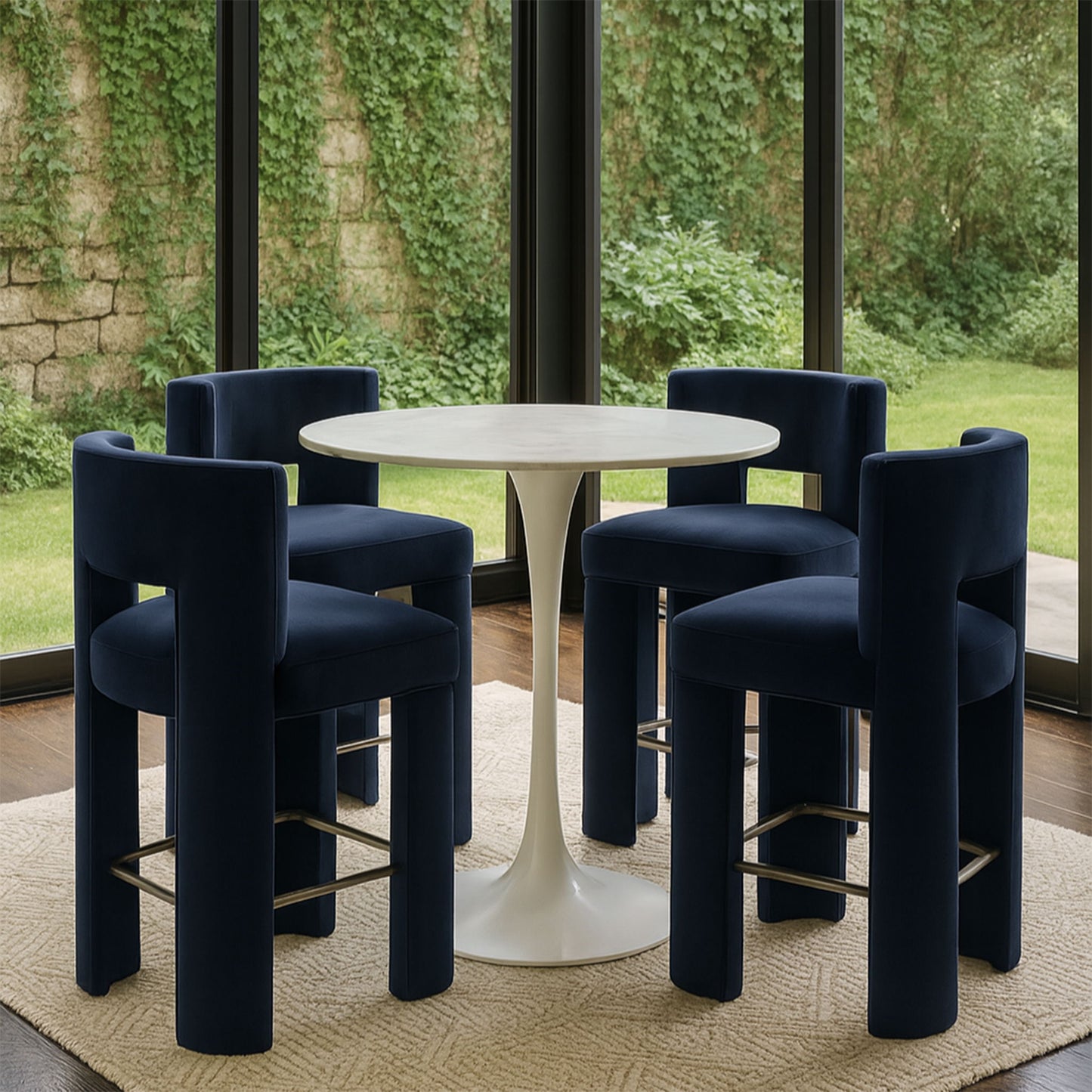 Zuno - Velvet Performance Fabric Upholstered Counter Stool (Set of 2)