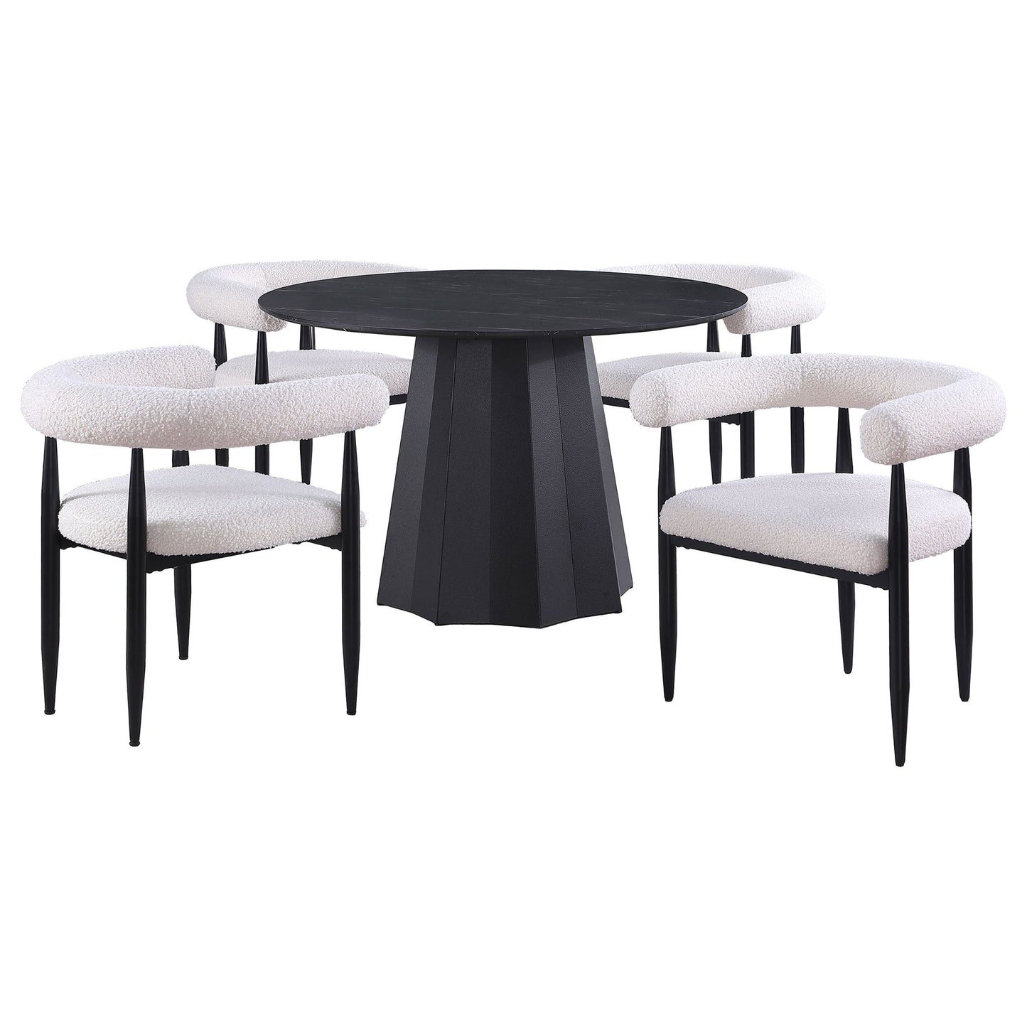 Dorgan - 5 Piece Round Dining Set - Black
