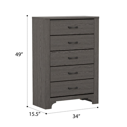 5 Drawer Dresser - Gray / Brown