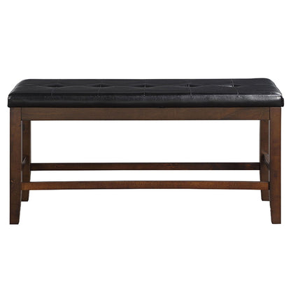 Urbana - Counter Height Bench - Black Synthetic Leather & Espresso