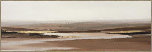 Golden Dusk Layers - 20" x 60" Framed Wall Art