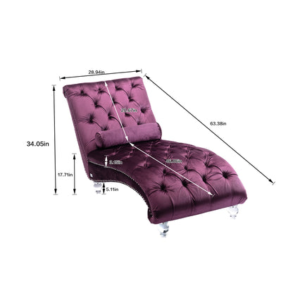 Chaise Lounge Indoor, Button Tufted Upholstered Chaise Lounge Chair With Pillow