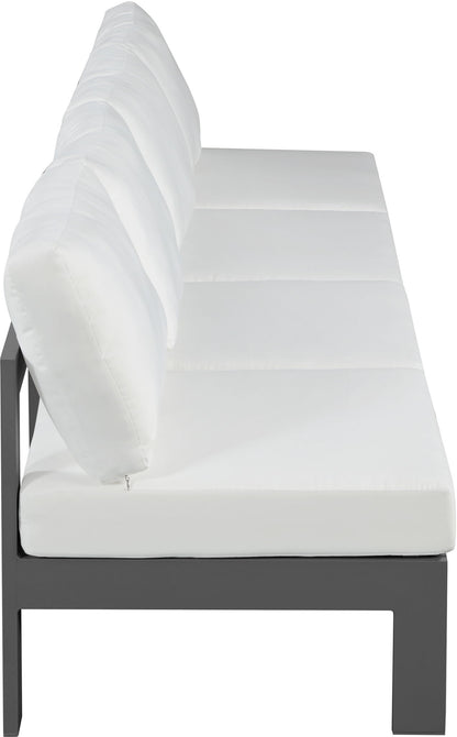 Nizuc - Outdoor Patio 4 Seat Armless Modular Sofa With Gray Frame