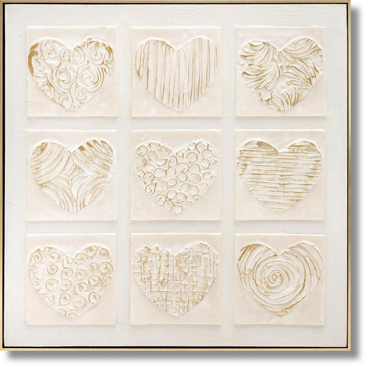 Ivory Embossed Hearts - 32" x 32" Framed Wall Art