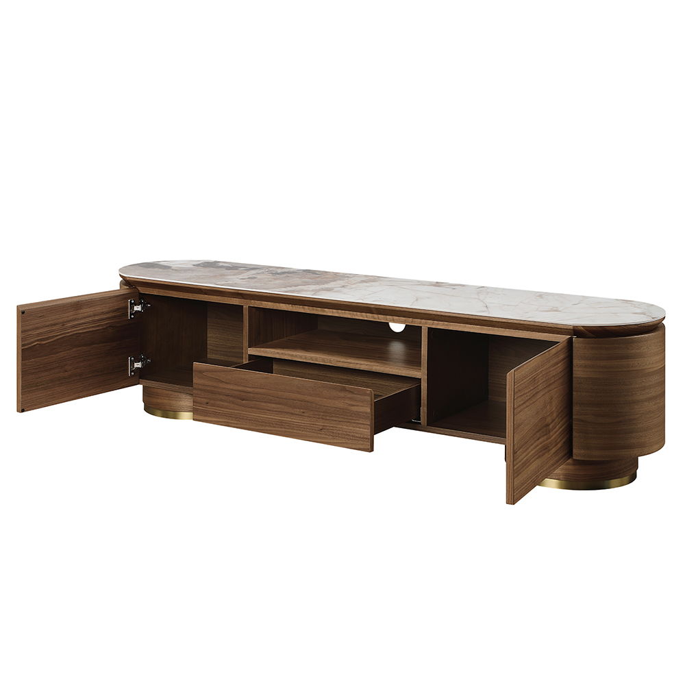 Willene - TV Stand With Ceramic Top - Ceramic Top & Walnut
