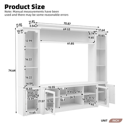 All-In-One TV Stand With Bookcase For TVs Up To 65"