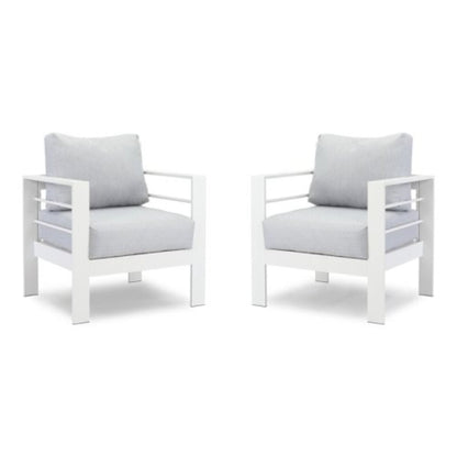Modern All-Weather Patio Armchairs & Thick Cushions (Set of 2)