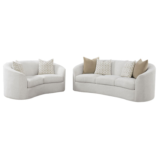Rory - 2 Piece Sloped Arms Living Room Set - Ivory White
