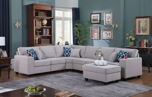 Cooper - Comfort Sectional Sofa With Ottomans And Cupholder