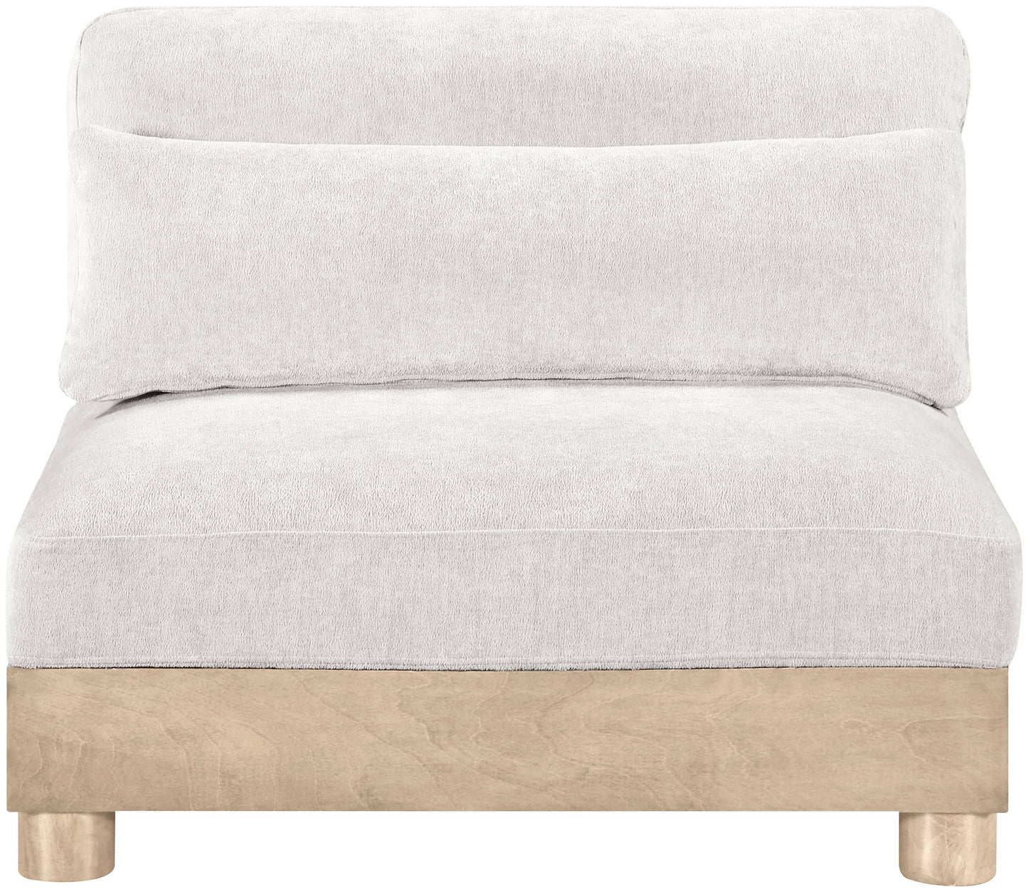 Turin - Chenille Fabric Upholstered Modular Armless Chair - Natural Base