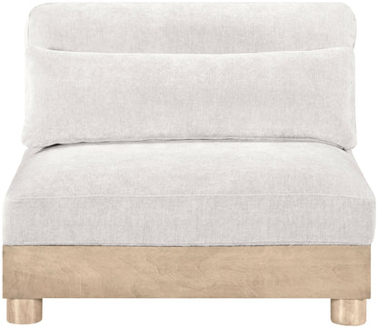 Turin - Chenille Fabric Upholstered Modular Armless Chair - Natural Base