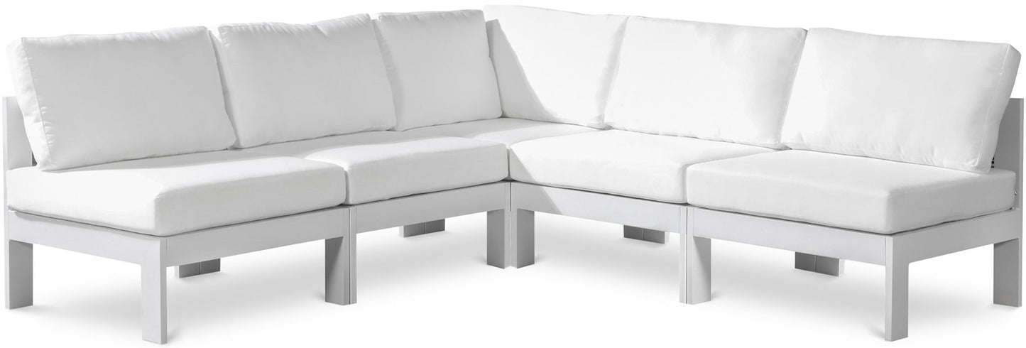 Nizuc - Outdoor Patio 5 Piece Modular Sectional With White Frame