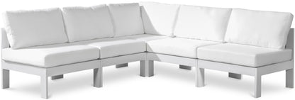 Nizuc - Outdoor Patio 5 Piece Modular Sectional With White Frame