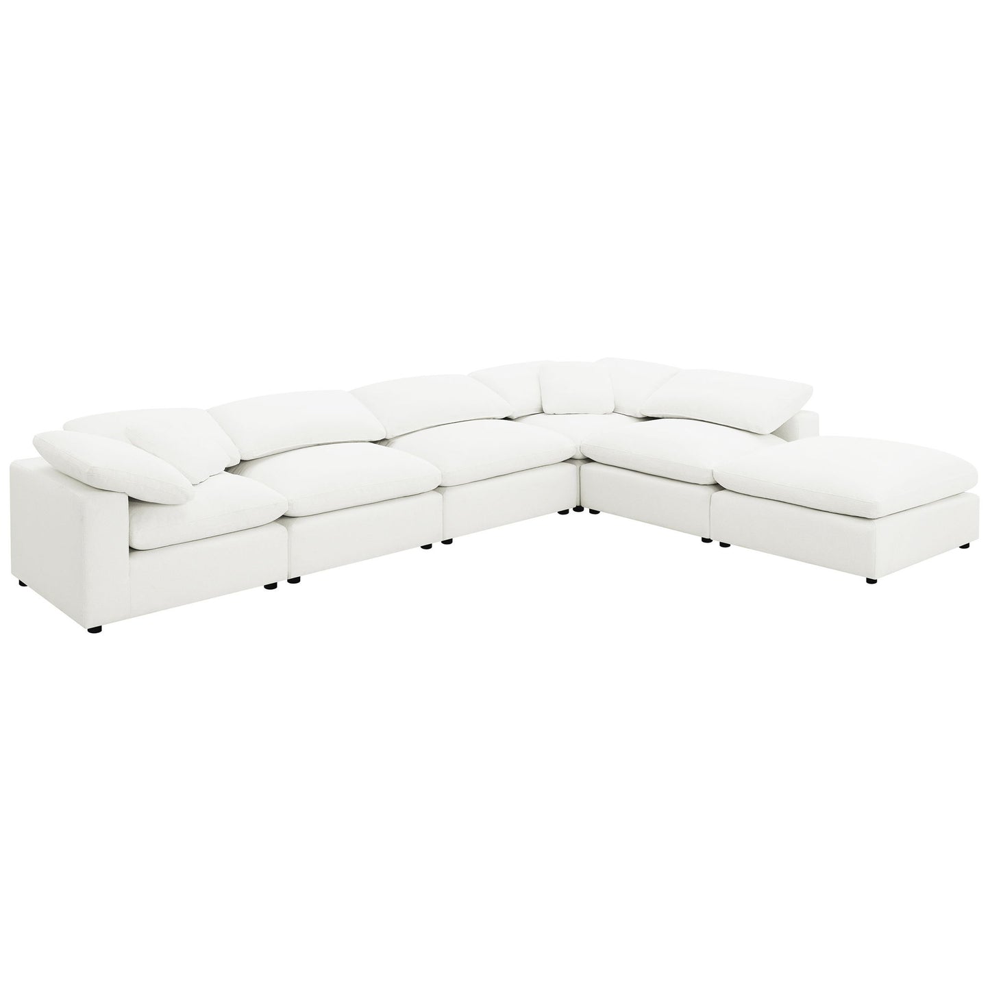 Segoura - 6 Piece Upholstered Modular Sectional With Ottoman - Ivory