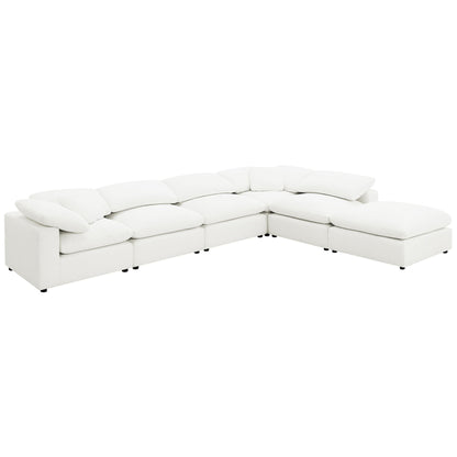 Segoura - 6 Piece Upholstered Modular Sectional With Ottoman - Ivory