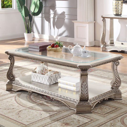Northville - Coffee Table - Clear Glass & Antique Silver