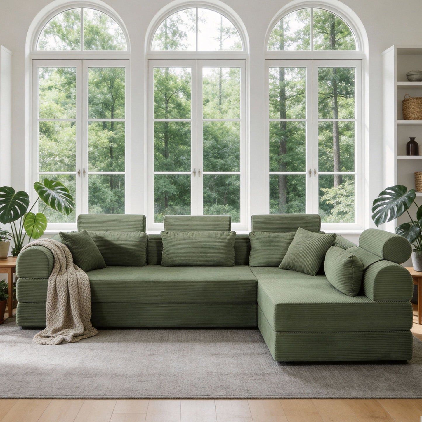 Modern L-Shape Modular Sectional Sofa, Compressed Design