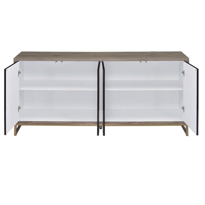 Payo - Console Cabinet - Black Marble Print Oak & Champagne