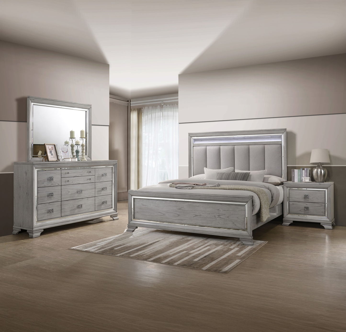 Vail - King 4 Piece Bedroom Set - Gray