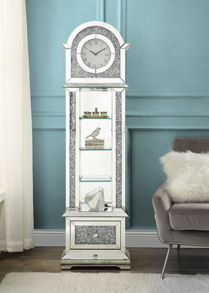Noralie - Grandfather Clock With LED - Mirrored & Faux Diamonds
